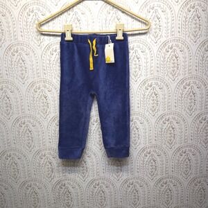 Baby Boden Indigo Blue Corduroy Joggers Yellow Drawstring 12-18M NWT